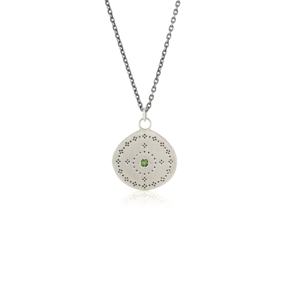 Adel Chefridi - Nostalgia Necklace with Emerald in Sterling Silver