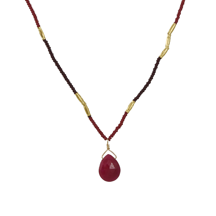 Debbie Fisher Ruby Briolette Drop Necklace with Garnet Necklace