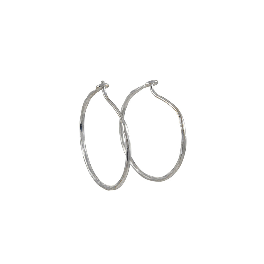 Tashi - 22mm hammered hoops in Sterling Silver