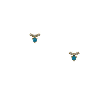 Liven Co. - Eclipse Mini Curve Diamond Bar Earrings with Turquoise