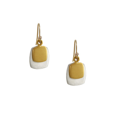 Philippa Roberts - Double Squares Earrings Silver and Vermeil