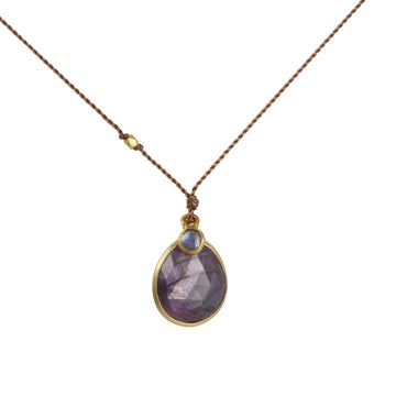 Margaret Solow - Opaque Ruby and Rainbow Moonstone Necklace