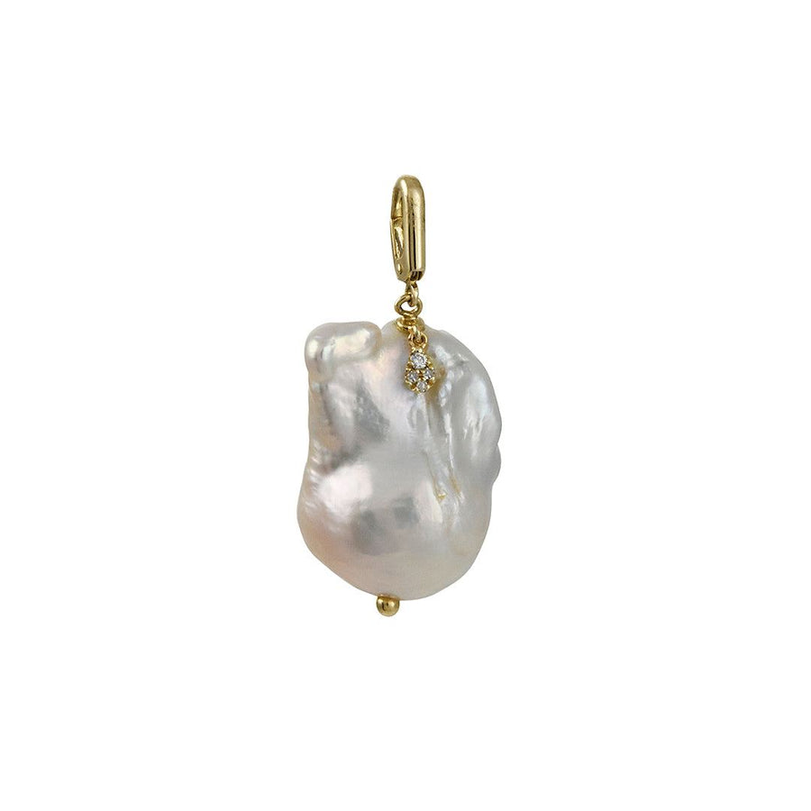 Liven - Baroque Pearl Charm Clip Clasp with Diamond - The Clay Pot - Liven Co. - 14k gold, Charm, classic, Diamond, oneofakind, pearl, Pendant