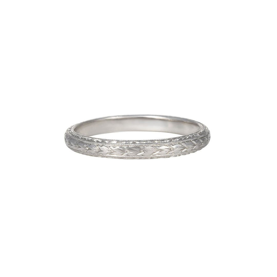 Varna - Three-sided Engraved Band - The Clay Pot - Varna - platinum, ring, Size 6.5