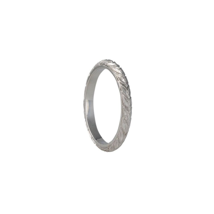 SALE - Engraved Laurel Band - The Clay Pot - CP Collection - 18k white gold, ebay, ring, sale, Size 6