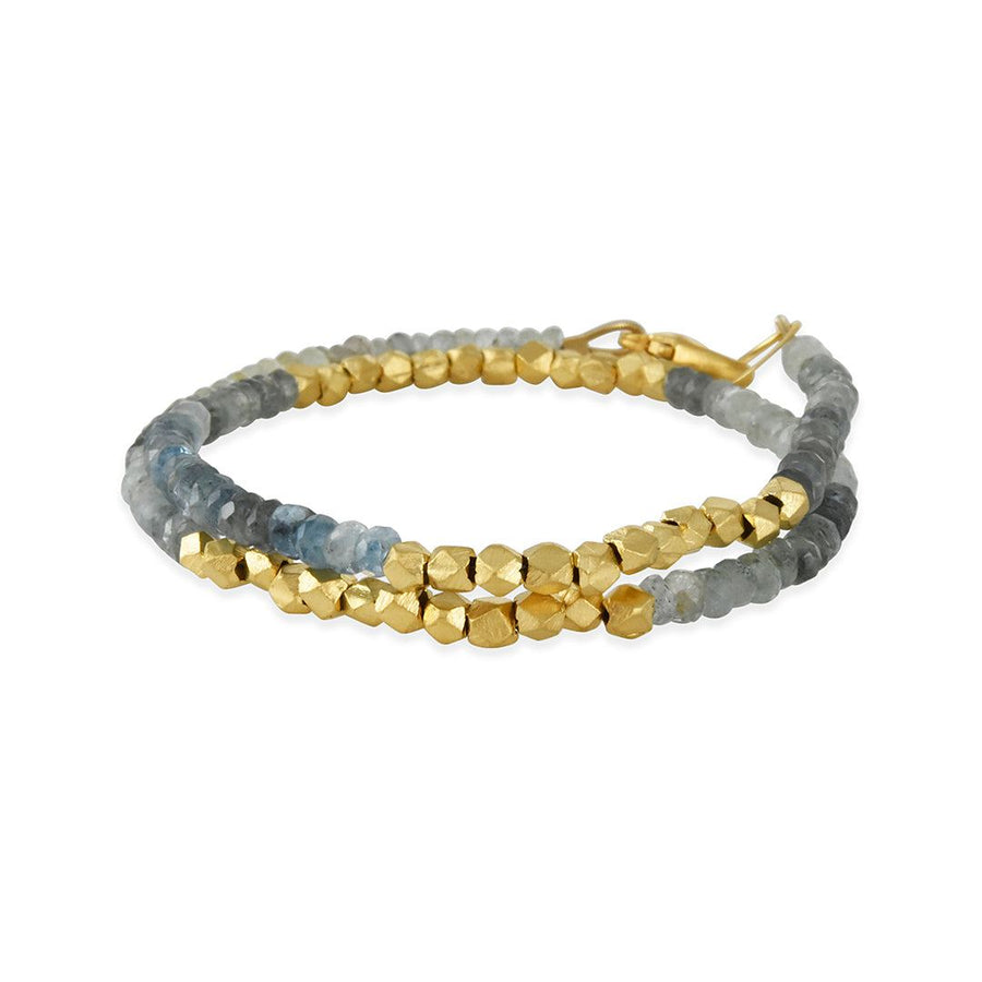 Philippa Roberts - Moss Aqua Wrap Bracelet - The Clay Pot - Philippa Roberts - Aqua, aquamarine, bracelet, vermeil