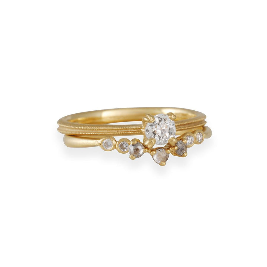 Jennifer Dawes - Rosecut Diamond Curve Band - The Clay Pot - Dawes Designs - 18k gold, diamond, raw diamond, ring, rosecut diamond, Size 6.5, weddingband
