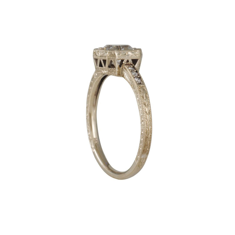 Lori McLean - Engraved Asscher Cut Diamond Engagement Ring - The Clay Pot - Lori McLean - 14k white gold, Diamond, engagementring, ring, Size 6.5