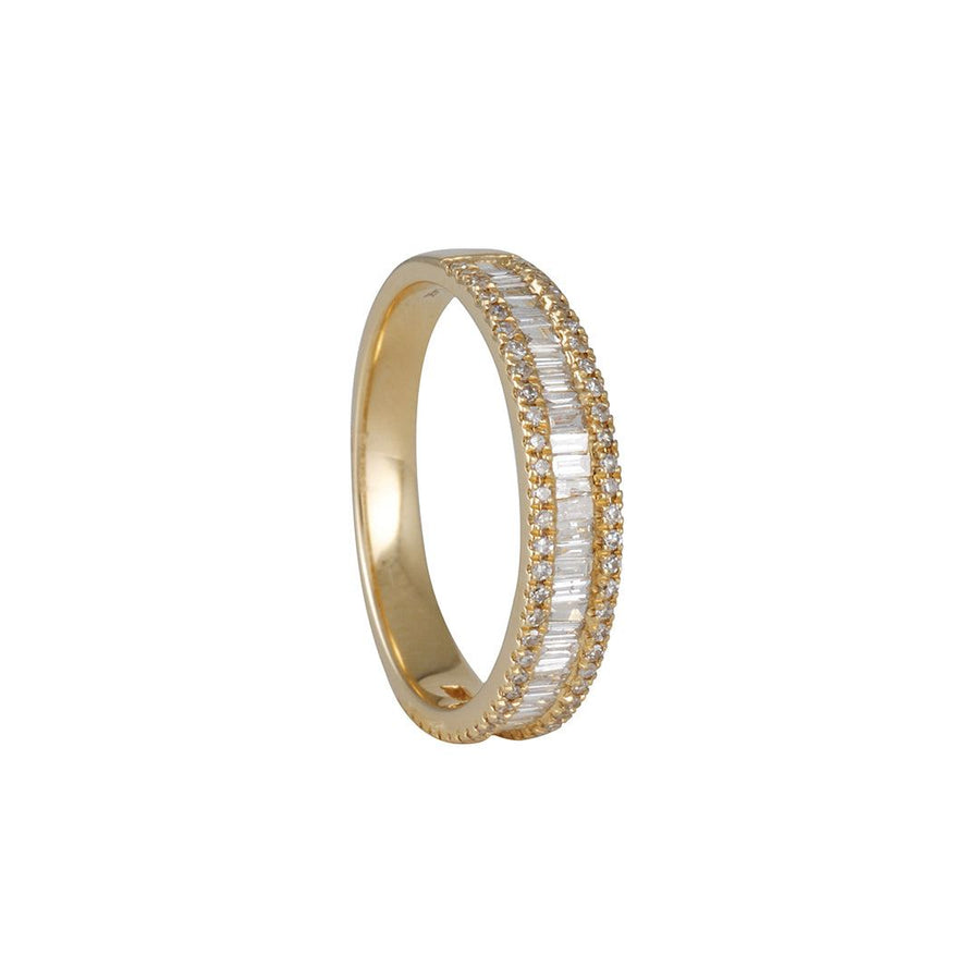 Liven - Channel Set Diamond Baguette Band in 14K Yellow Gold - The Clay Pot - Liven Co. - 14k gold, classic, diamonds, eternity band, eternityband, eternitybands, ring, rings, Size 6, womansband, womansbands, womensweddingbands, womenweddingband