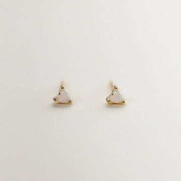JaxKelly - Tiny White Opal Heart Studs
