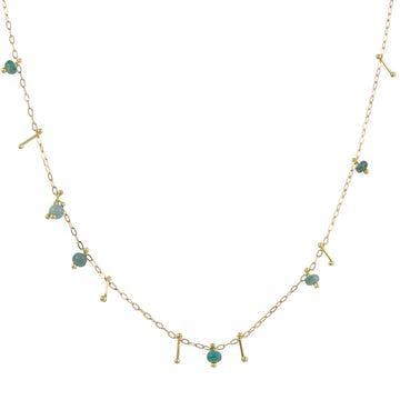 Sarah Mcguire - Stone Strand with Emerald - The Clay Pot - Sarah McGuire - 18k gold, emerald, Necklace, Style:Choker