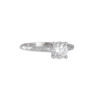 Varna - Narrow Hand Engraved Diamond Ring - The Clay Pot - Varna - 18k white gold, Diamond, diamondring, engagementring, ring, Size 6