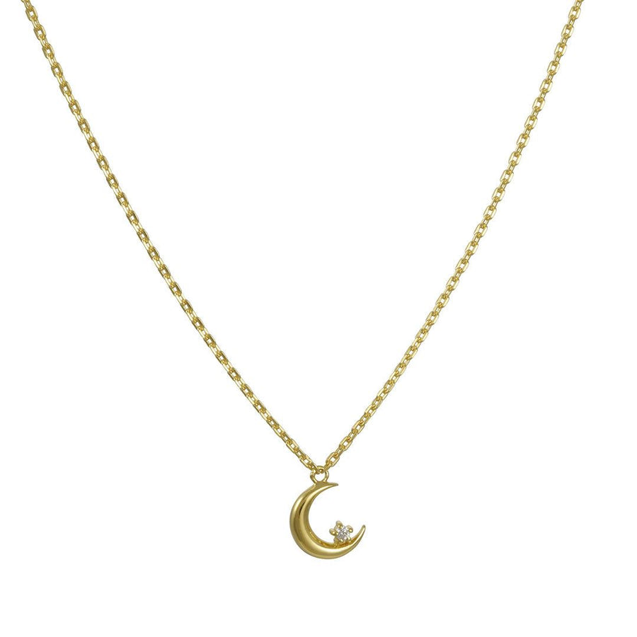 Tashi - Crescent Moon with Cubic Zircon Necklace - The Clay Pot - Tashi - cubiczirconia, Necklace