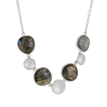 Sarah Richardson - Labradorite Stepping Stone Necklace - The Clay Pot - Sarah Richardson - labradorite, motherday, mothersday, mothersdaytrunkshow, mothesdaytrunk, Necklace, statementnecklace, Sterling Silver, sterlingsilver