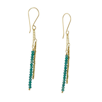 Debbie Fisher - Beaded Chain Drop Earrings With Green Onyx - The Clay Pot - Debbie Fisher - All Earrings, d, dangle earrings, dropearrings, greenonyx, Style:Dangle Earrings, Style:Long Earrings, vermeil