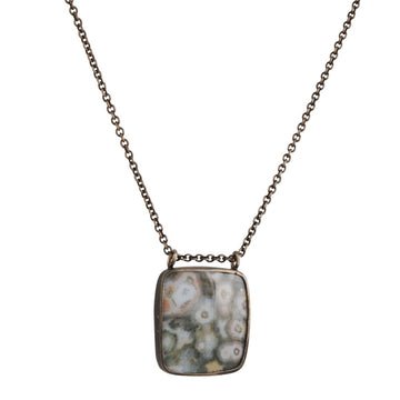 SALE - Long Square Jasper Necklace in Oxidized Sterling Silver - The Clay Pot - Emily Amey - Necklace, necklaces
