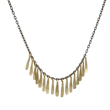 Monica Riley - No. 111 Fringe necklace in 14K and oxidized sterling silver