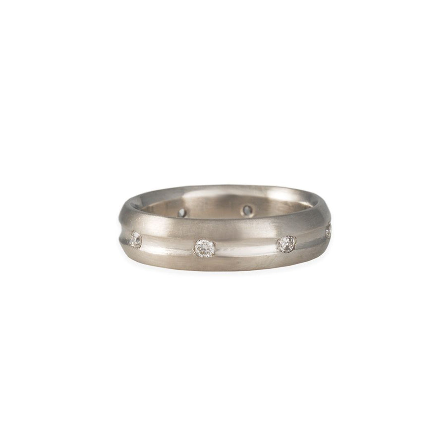 SALE - Grooved Eternity Ring with Diamonds - The Clay Pot - CP Collection - diamond, platinum, ring, SALE, Size 6