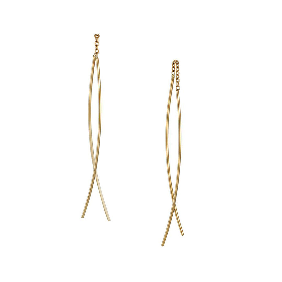 Shaesby - Medium Thread Thru Earrings - The Clay Pot - Shaesby - 14k gold, All Earrings, dangle earrings, threaderearrings, threaders, threadthru