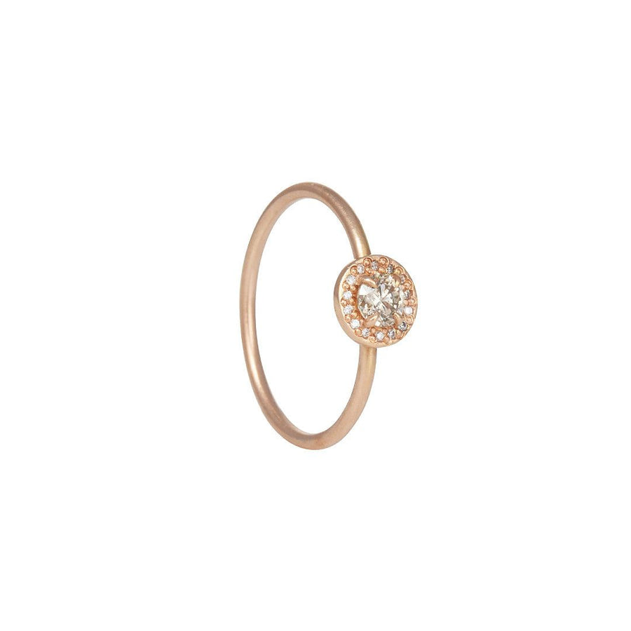 Rebecca Overmann - Baby Champagne Diamond Halo Ring - The Clay Pot - Rebecca Overmann - 14k rose gold, diamond, ring, Size 6