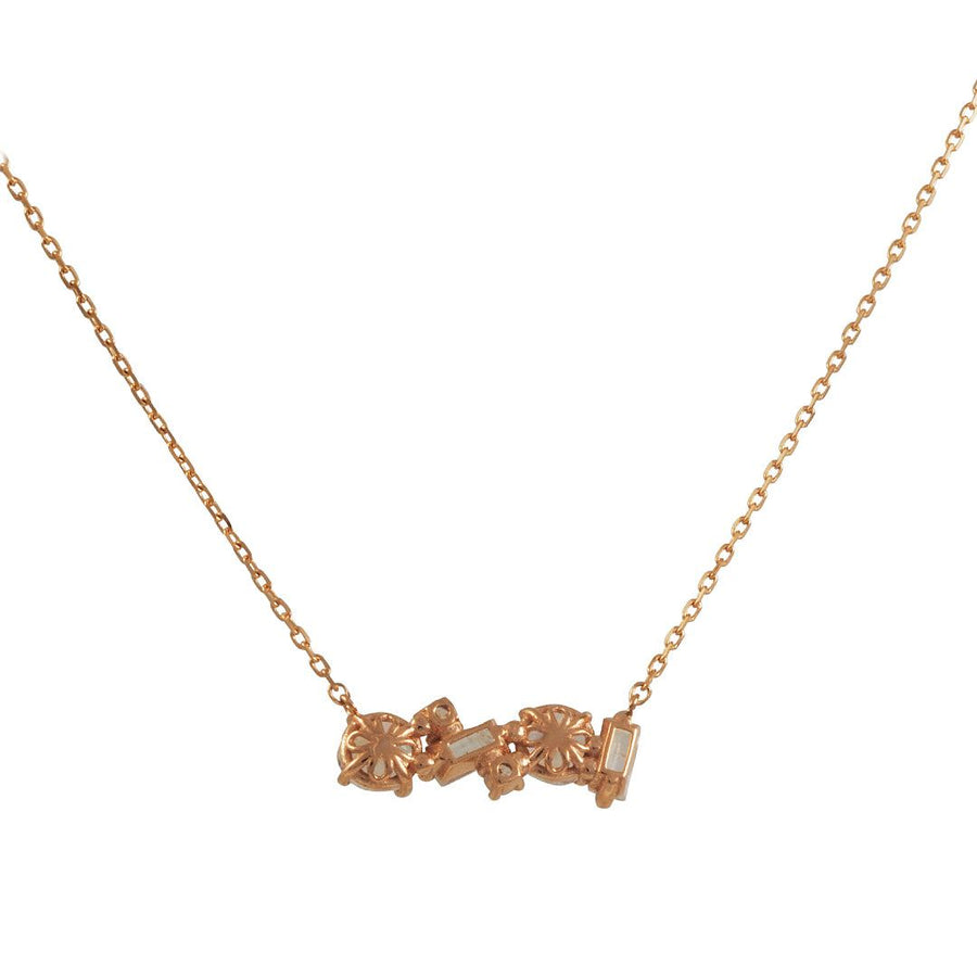 Suzanne Kalan - Mixed Bar Necklace in 14K Rose Gold - The Clay Pot - Suzanne Kalan - 14k rose gold, classic, color, moonstone, necklace