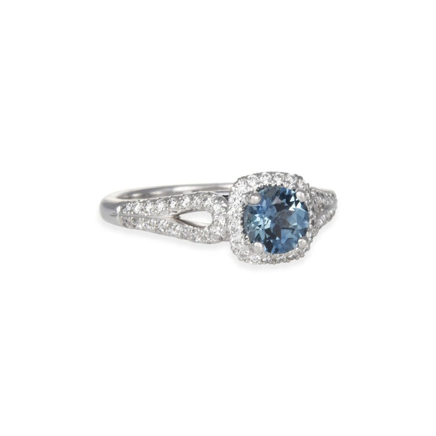 SALE - Montana Sapphire with Micropave Ring - The Clay Pot - Precision Set - 18k white gold, diamond, ring, SALE, sapphire, Size 6