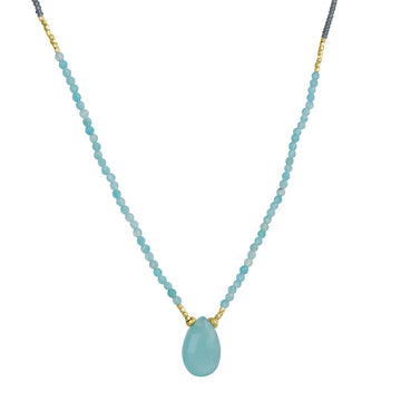 Debbie Fisher - Calcite Drop Necklace with Amazonite and Vermeil Beads - The Clay Pot - Debbie Fisher - calcite, Necklace, vermeil