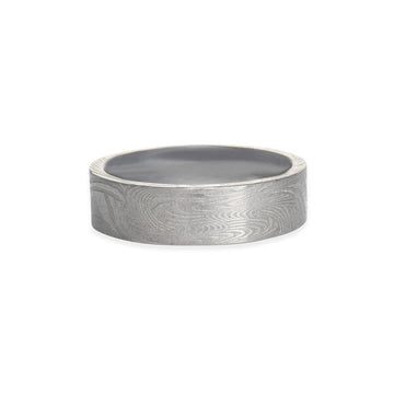 SALE - Damascus Palm Flat Band - The Clay Pot - Chris Ploof - mensband, ring, SALE, Size 9, stainlesssteel