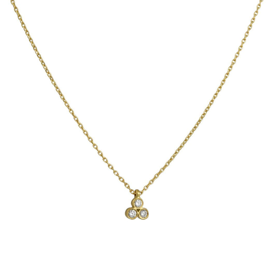 Marian Maurer - Teeny Triple Diamond Pendant Necklace in 18K Gold - The Clay Pot - Marian Maurer - 18k gold, diamond, necklace, Style:Single Pendant