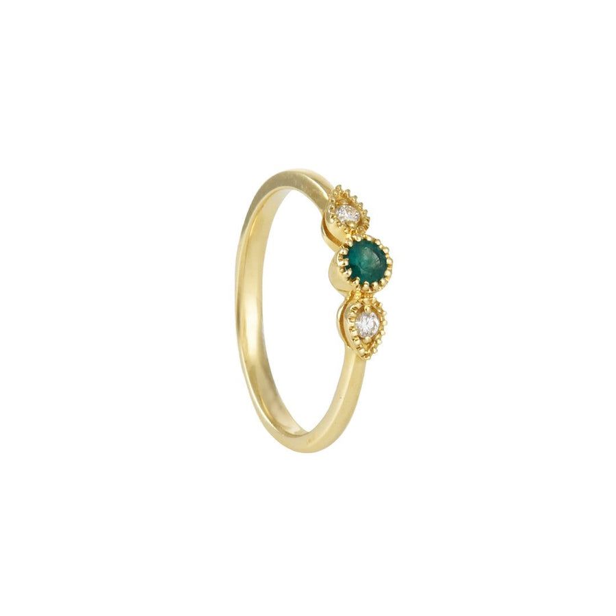 Liven Co. - Emerald and Diamond Ring - The Clay Pot - Liven Co. - 14k gold, classic, color, diamond, emerald, ring, Size 6, Style:Statement Ring
