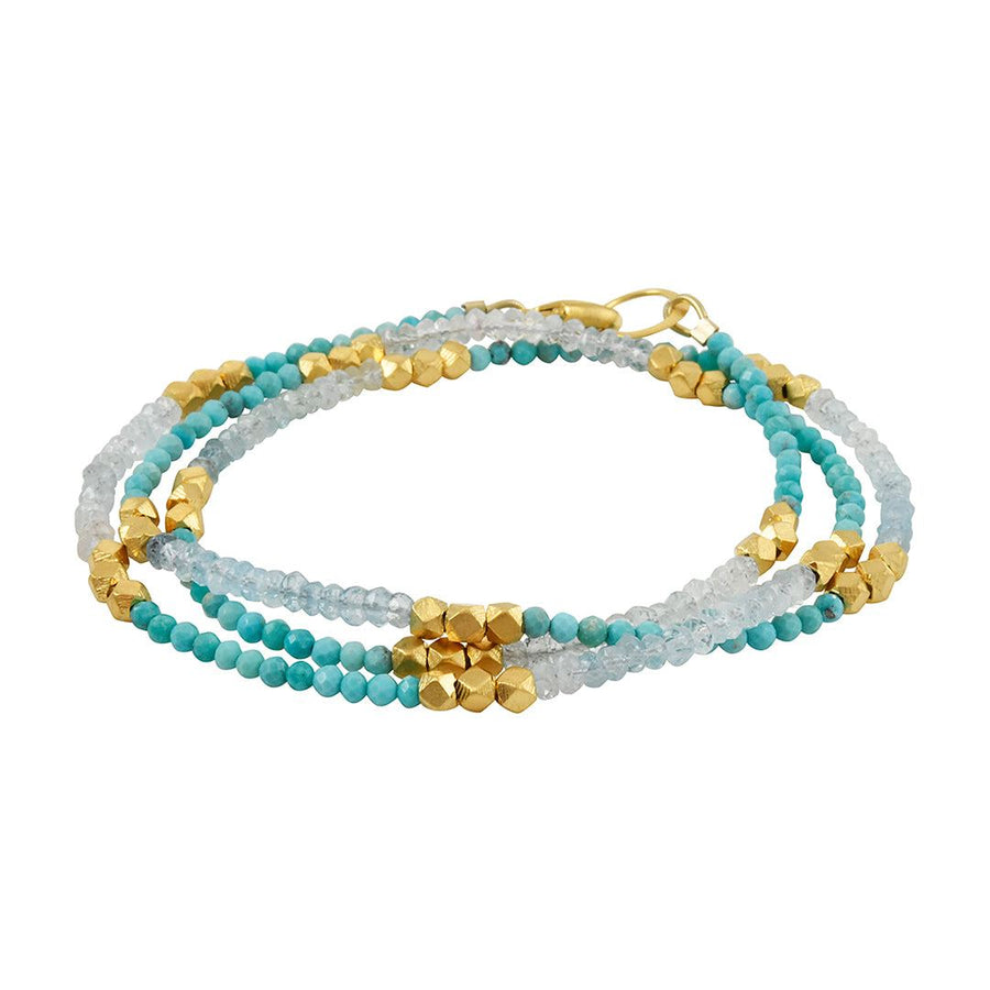 Philippa Roberts - Turquoise Aqua Wrap Bracelet - The Clay Pot - Philippa Roberts - aquamarine, bracelet, color, turquoise, vermeil