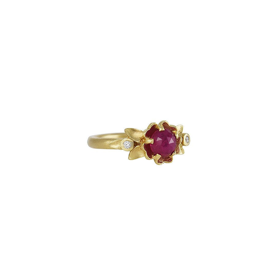 Megan Thorne - Buttercup Ruby Ring with Diamonds - The Clay Pot - Megan Thorne - 18k gold, Diamond, ring, ruby, Size 6.5, vday