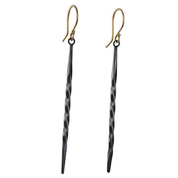 Sarah McGuire - Spire Twist Earrings - The Clay Pot - Sarah McGuire - 18k gold, All Earrings, dangle earrings, Earrings:Studs, Oxidized Sterling Silver, Sterling Silver