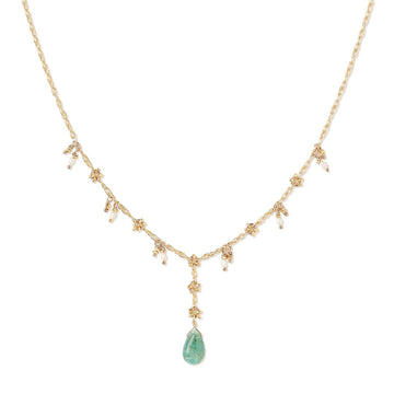 Kate Winternitz - Emerald Sakura Necklace - The Clay Pot - Kate Winternitz - Emerald, Necklace, Sapphire, white Sapphire