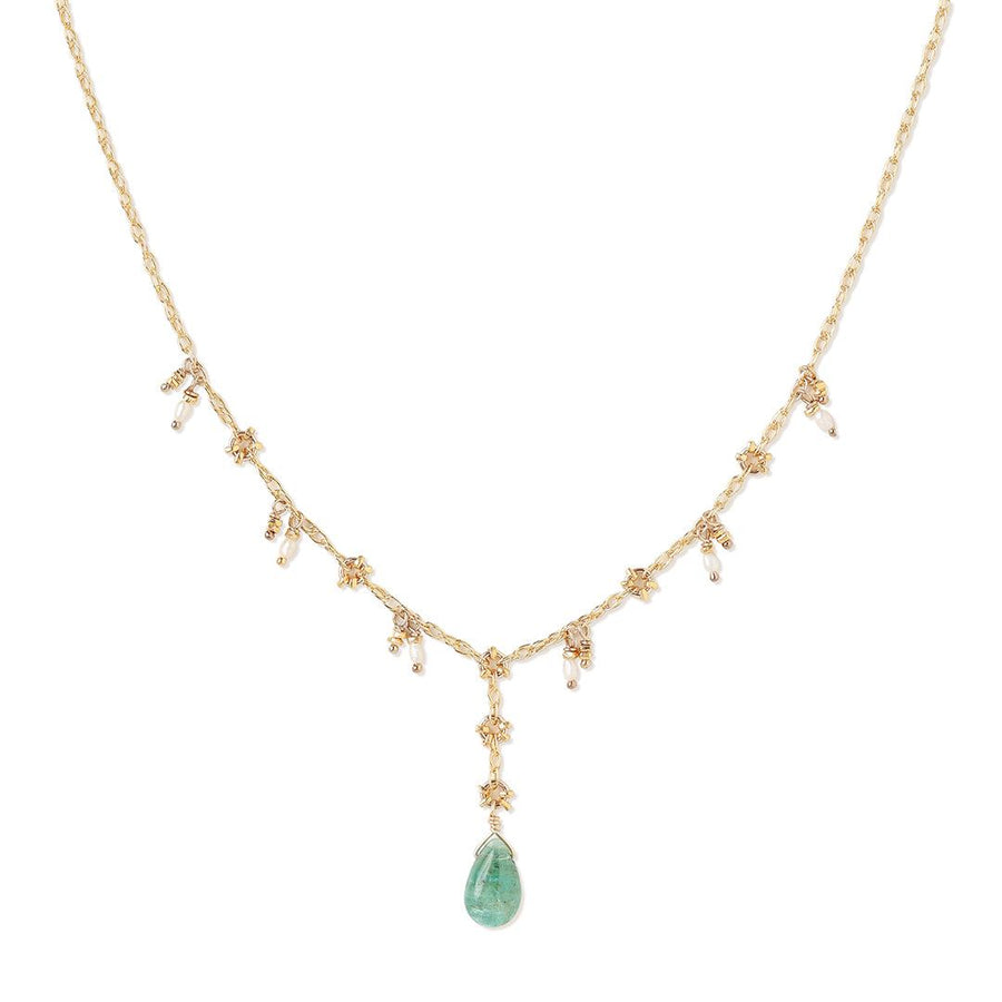 Kate Winternitz - Emerald Sakura Necklace - The Clay Pot - Kate Winternitz - Emerald, Necklace, Sapphire, white Sapphire