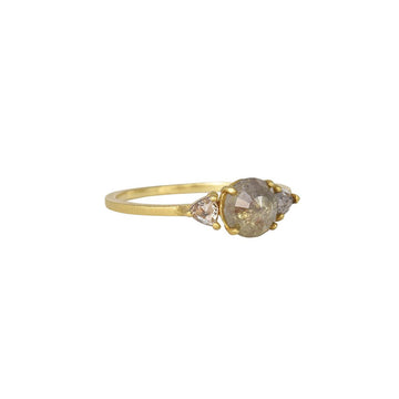 Jennifer Dawes - Three Raw Diamonds Engagement Ring - The Clay Pot - Dawes Designs - 18k gold, accummula, Diamond, engagement ring, engagementring, oneofakind, raw diamond, ring, Size 7