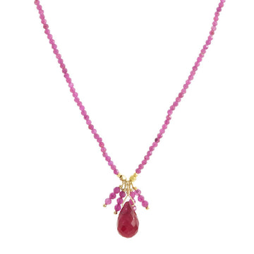 Debbie Fisher - Ruby Necklace with Pink Beads - The Clay Pot - Debbie Fisher - color, Necklace, ruby, Style:Beaded Necklace, vday
