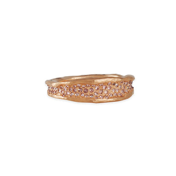 TAP by Todd Pownell - Irregular Concave Band With Pink Diamond Pave - The Clay Pot - TAP by Todd Pownell - 18k gold, 18k rose gold, Diamond, eternity band, eternityband, eternitybands, oneofakind, pinkdiamond, ring, size 6.5, womansband, womansbands, womensweddingbands, womenweddingband