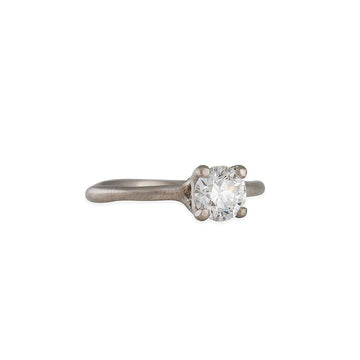 SALE - Organic Four Prong Diamond Solitaire - The Clay Pot - Yasuko Azuma - diamond, engagementring, Palladium, ring, SALE, Size 6, solitaire