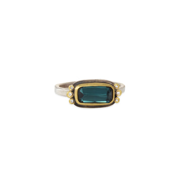 Ananda Khalsa - Rosecut Blue Green Tourmaline Ring