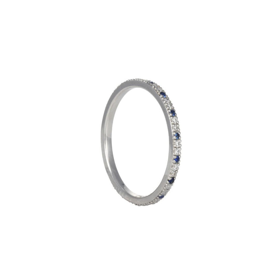 SALE - Diamond and Sapphire Eternity Band - The Clay Pot - Infinity Line - diamond, platinum, ring, SALE, sapphire, Size 6