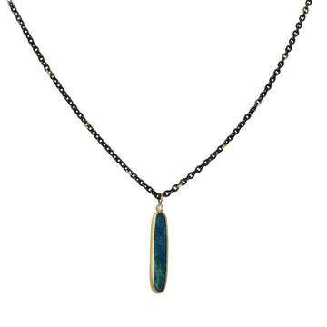 Kothari - Boulder Stick Opal and Diamond Necklace - The Clay Pot - Kothari - celestial, color, diamond, Necklace, opal