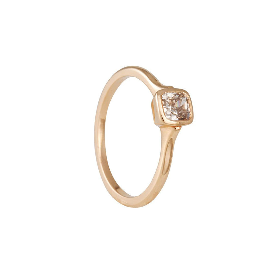 SALE - Cathedral Ring with Pink Champagne Diamond - The Clay Pot - Diana Mitchell - 18k gold, 18k rose gold, Diamond, engagementring, oneofakind, ring, Size 5.5