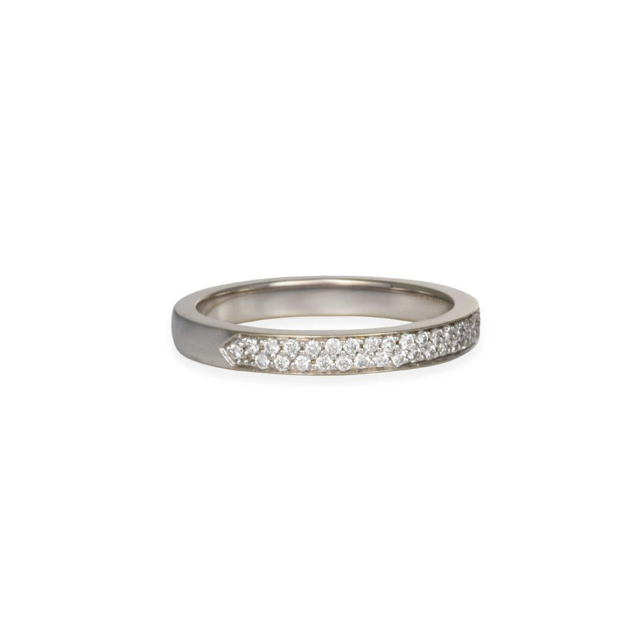 SALE - Half Pave Band - The Clay Pot - Precision Set - 18k white gold, diamond, ring, SALE, Size 6
