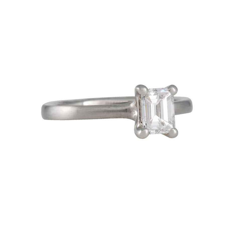 Sholdt Design - Petite Prong Solitaire with Emerald Cut Diamond in Platinum - The Clay Pot - Sholdt Designs - Diamond, Platinum, ring, Size 6