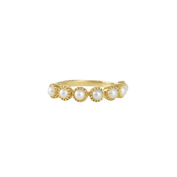 Liven Co. - Pearl Halfway Band - The Clay Pot - Liven Co. - 14k gold, classic, pearl, ring, Size 6