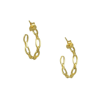 Tashi - Vermeil Oval Chain Link Hoop - The Clay Pot - Tashi - All Earrings, Earring:Hoops, Hoops, vermeil