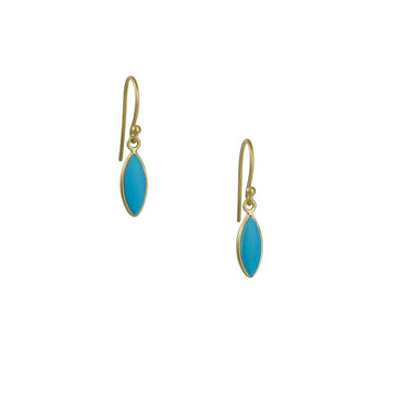 Kothari - Small Marquise Petal Earrings in Turquoise - The Clay Pot - Kothari - 18k gold, All Earrings, color, dangle earrings, turquoise