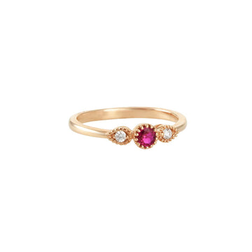 Liven - Ruby and Diamond Ring - The Clay Pot - Liven Co. - 14k rose gold, diamond, ring, ruby, Size 6, vday