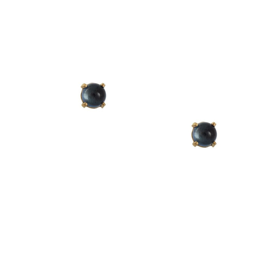 Satomi Kawakita - Cabachon Blue Topaz Stud Earrings - The Clay Pot - Satomi Kawakita Jewelry - 14k gold, All Earrings, blue topaz, Earrings:Studs, studs